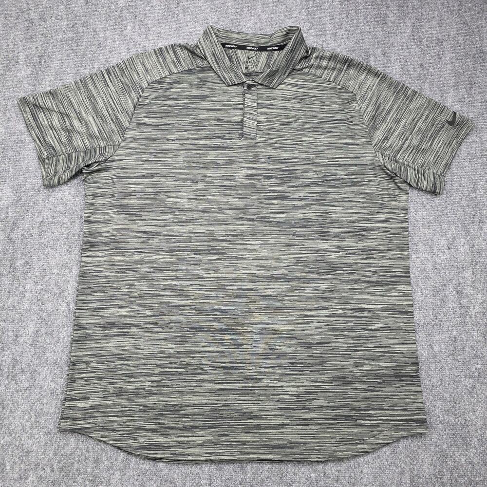 Nike Shirt Mens XL Gray Heather Golf Polo Dri-Fit Stretch Athletic Performance